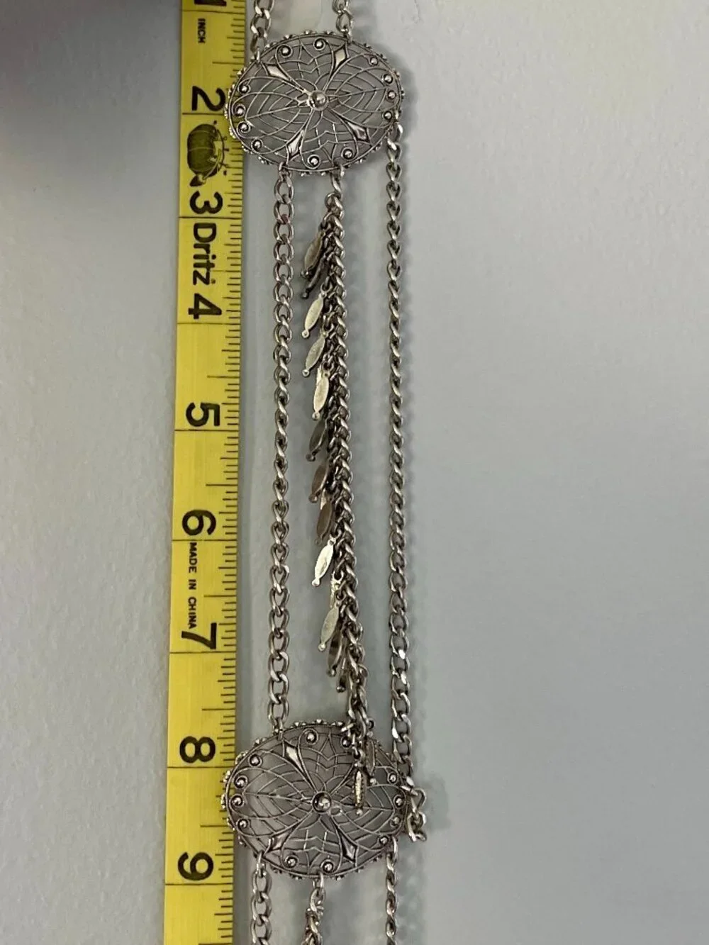 Vintage-Style Silver-Tone Metal Multi-Chain Belt